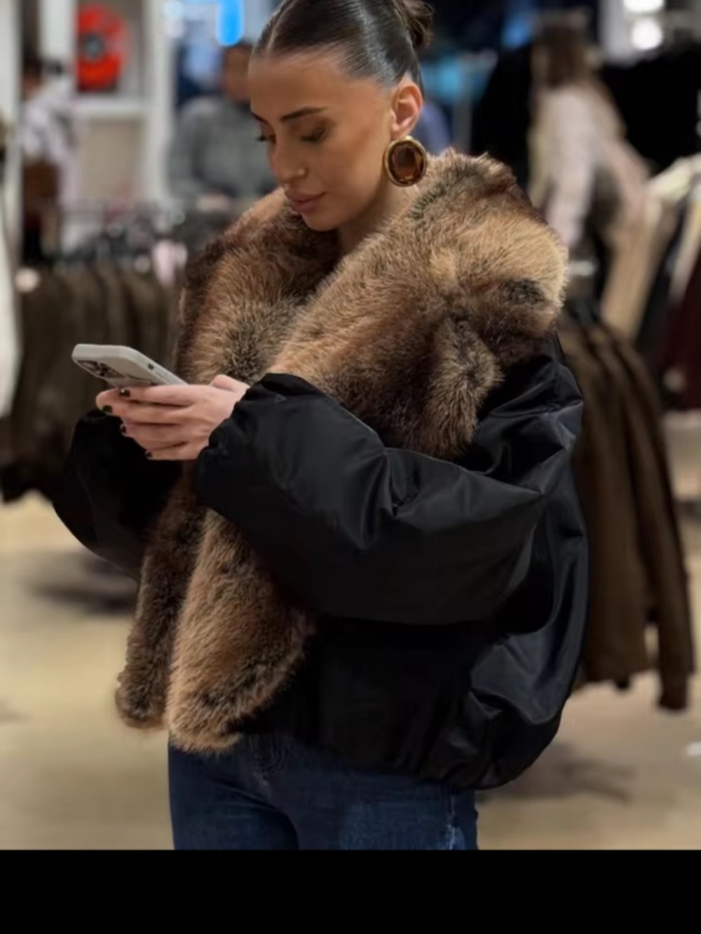 FAUX FUR COLLAR BOMBER JACKET like Zara - Picture 3 of 8